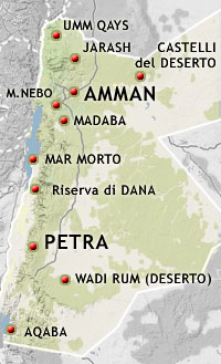 Itinerario GIORDANIA, TOUR CLASSICO E DESERTO: Giordania, Amman, Umm Qays, Jarash, Mar Morto, Monte Nebo, Petra, Beida, Dana, Wadi Rum
